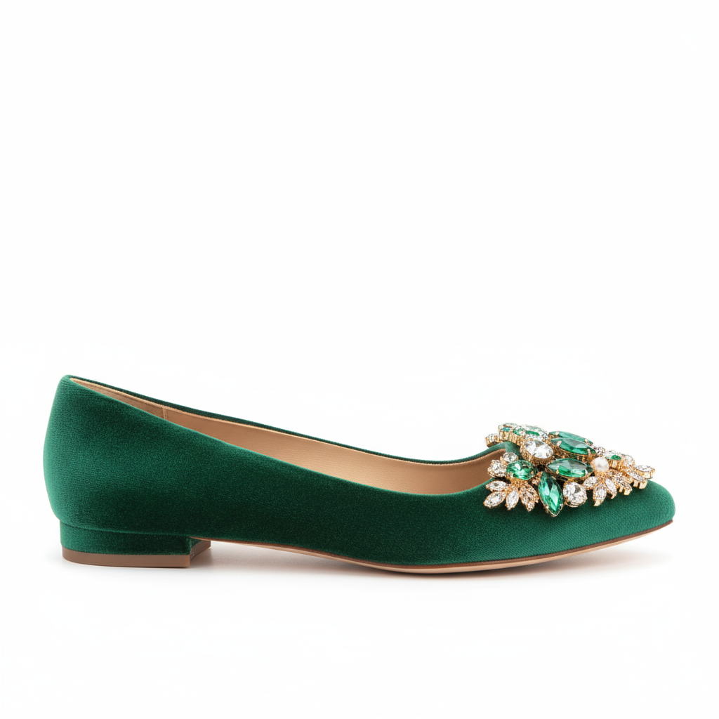 Embellished Flats - Green