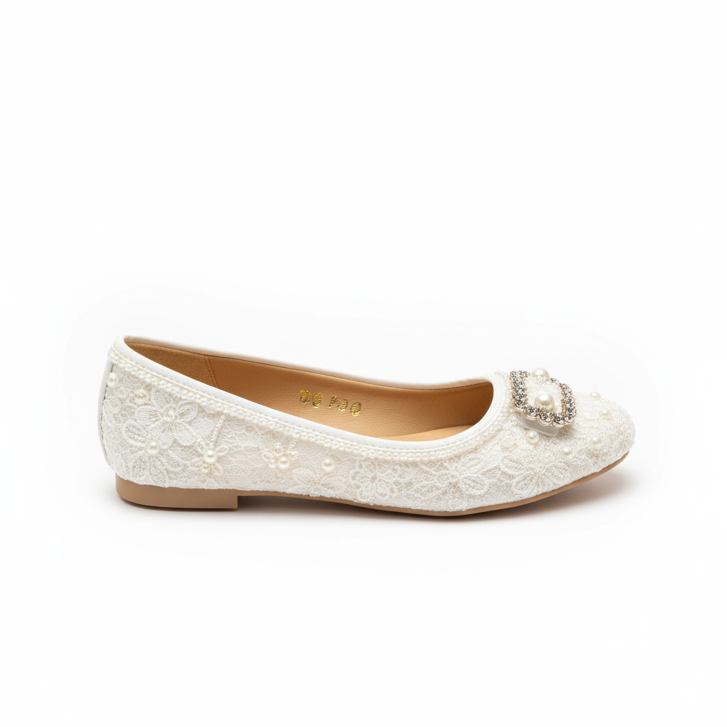 Embellished Flats - White