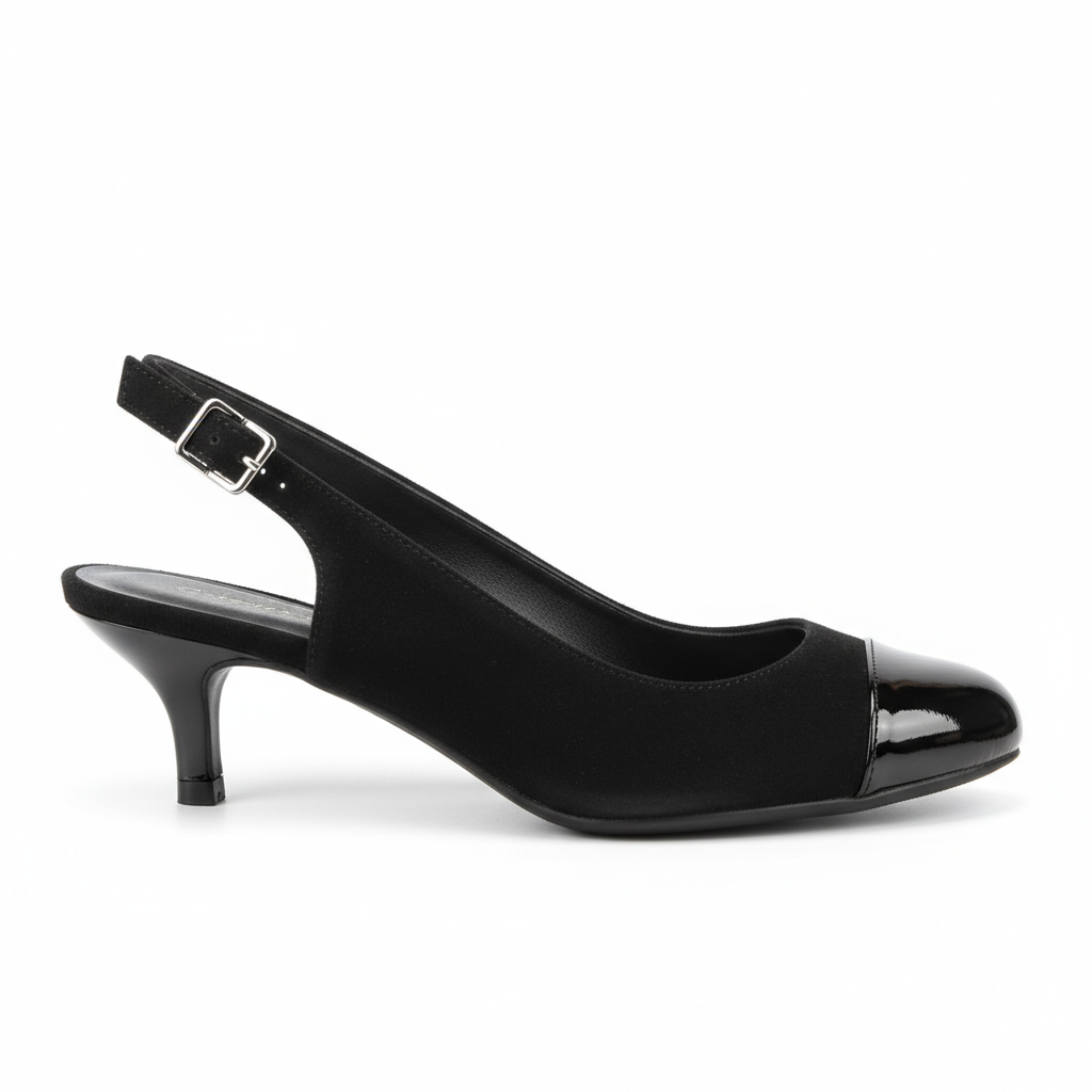 Kitten Heel Slingbacks - Black