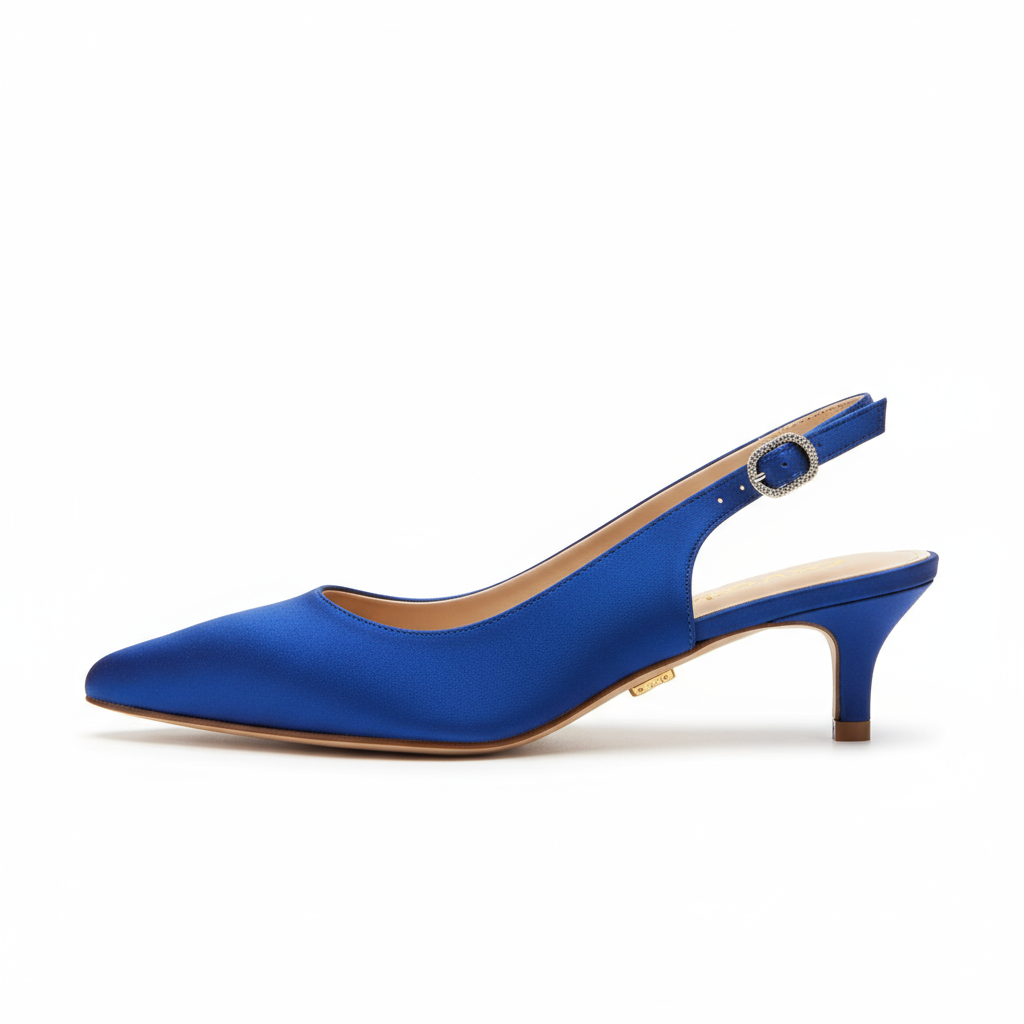 Kitten Heel Slingbacks - Blue
