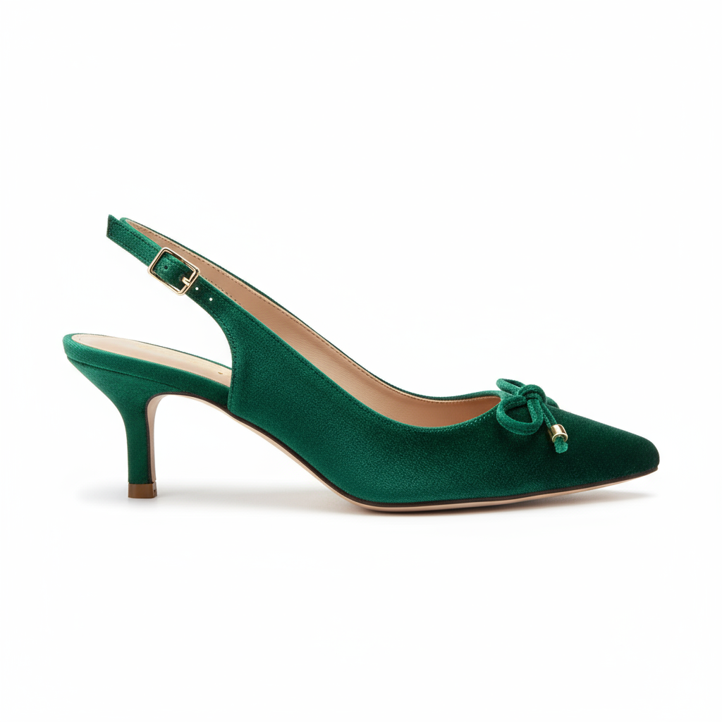 Kitten Heel Slingbacks - Green