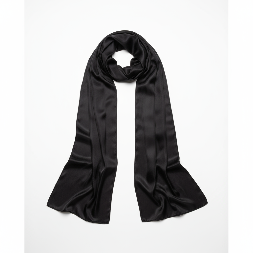 Long Silk Scarf - Black