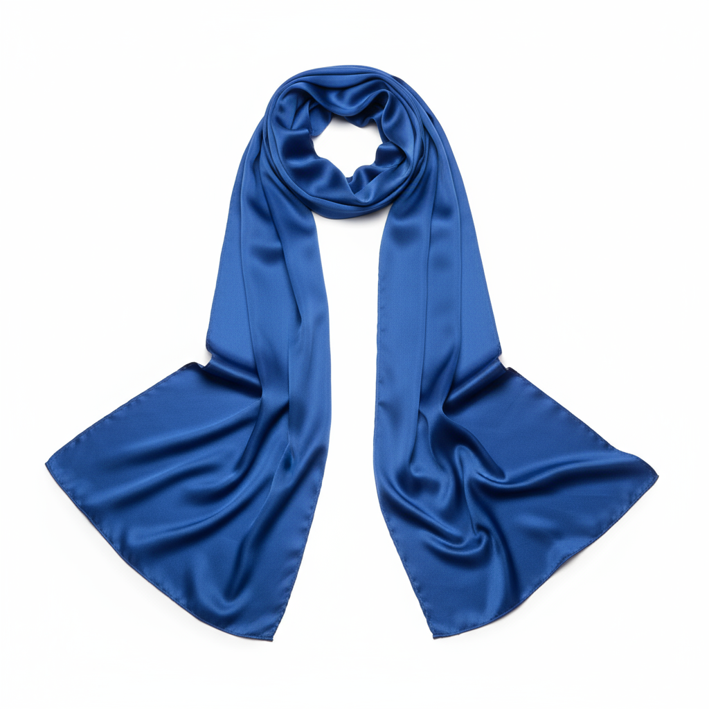 Long Silk Scarf - Blue