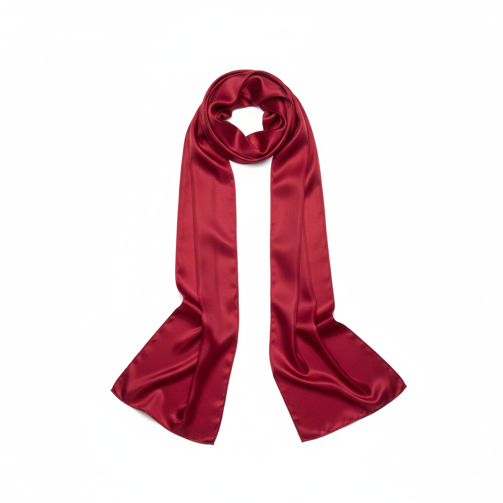 Long Silk Scarf - Red