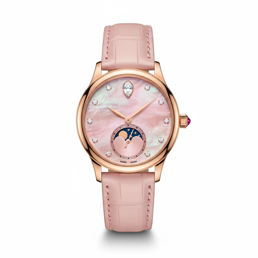 Moon Phase Dress Watch - Pink