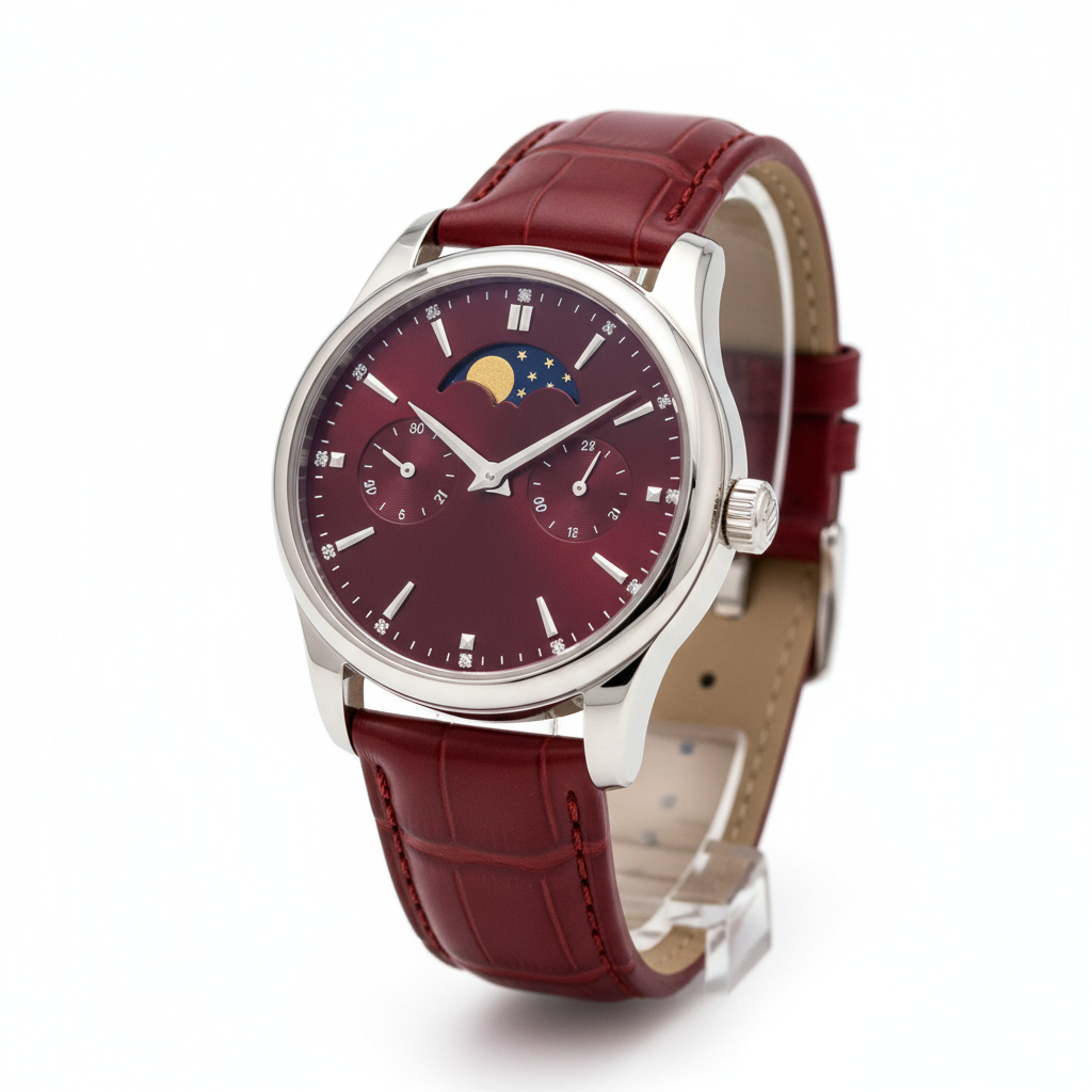 Moon Phase Dress Watch - Red