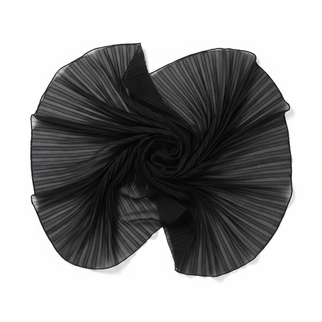 Pleated Chiffon Scarf - Black