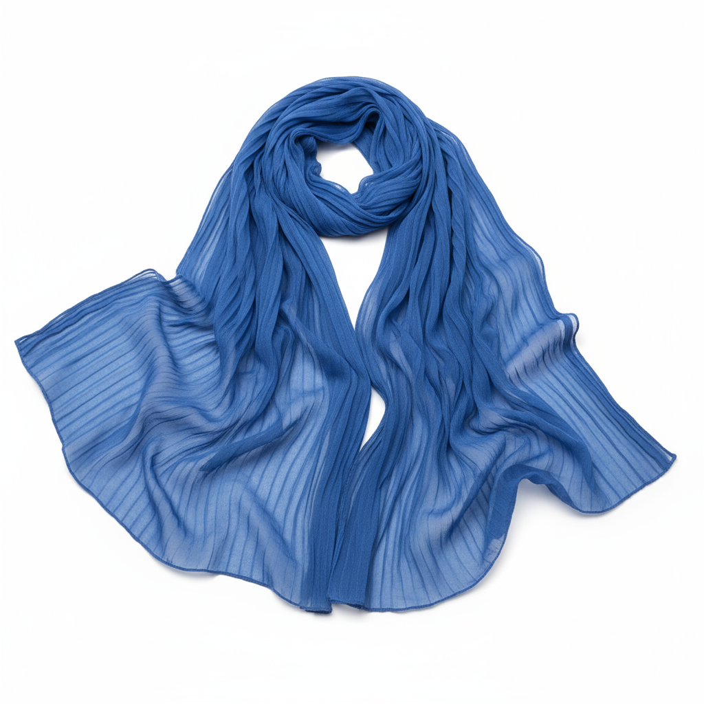 Pleated Chiffon Scarf - Blue
