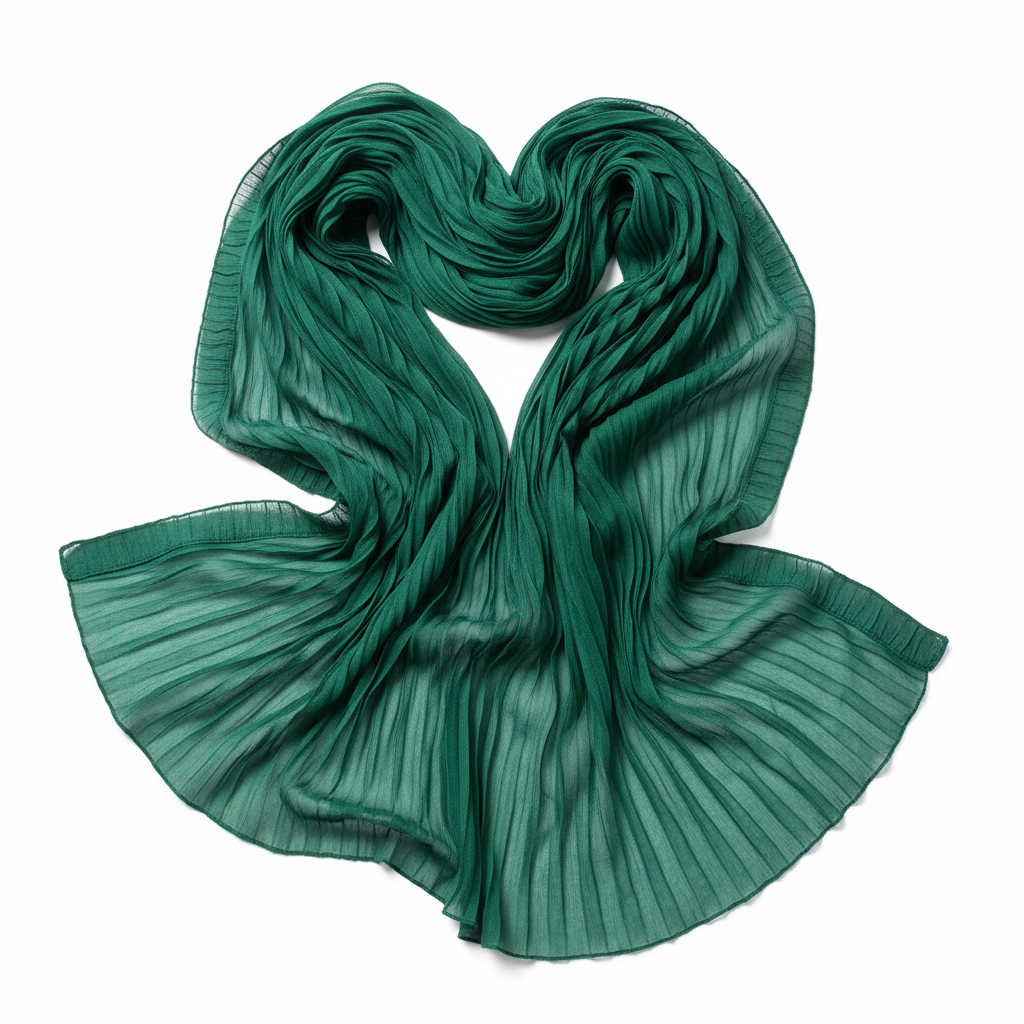 Pleated Chiffon Scarf - Green