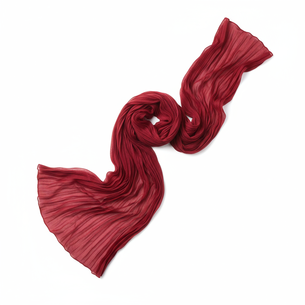 Pleated Chiffon Scarf - Red