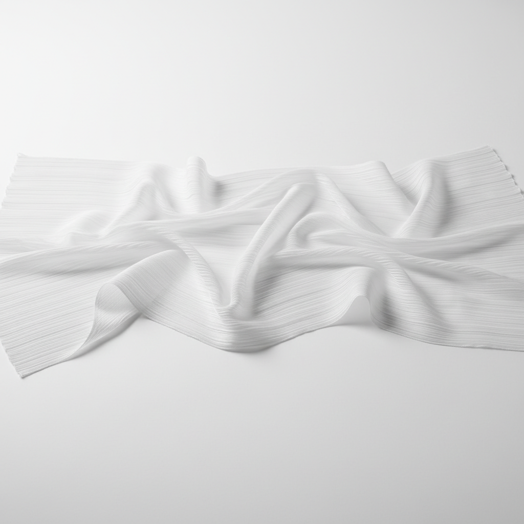 Pleated Chiffon Scarf - White
