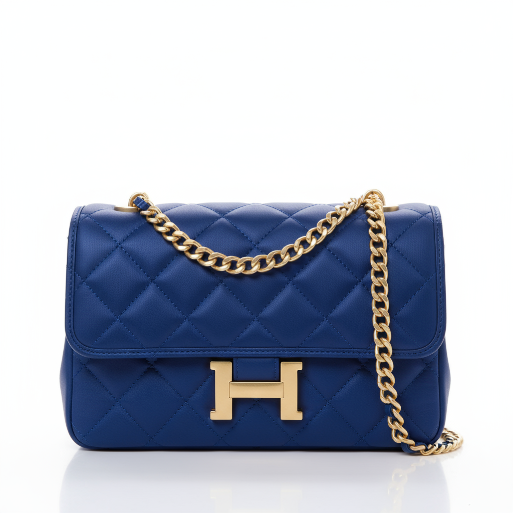 Quilted Flap Bag - Blue