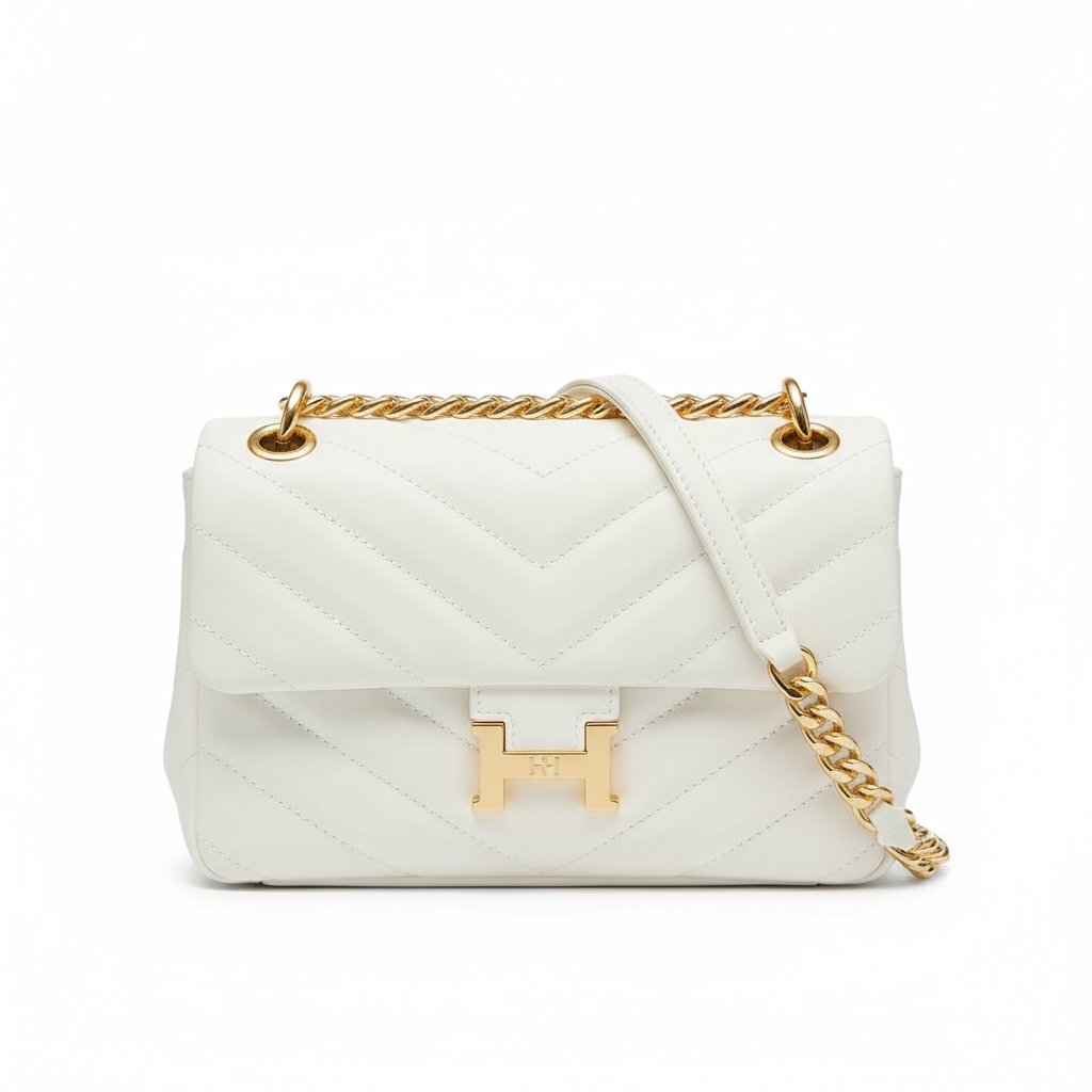 Quilted Flap Bag - White