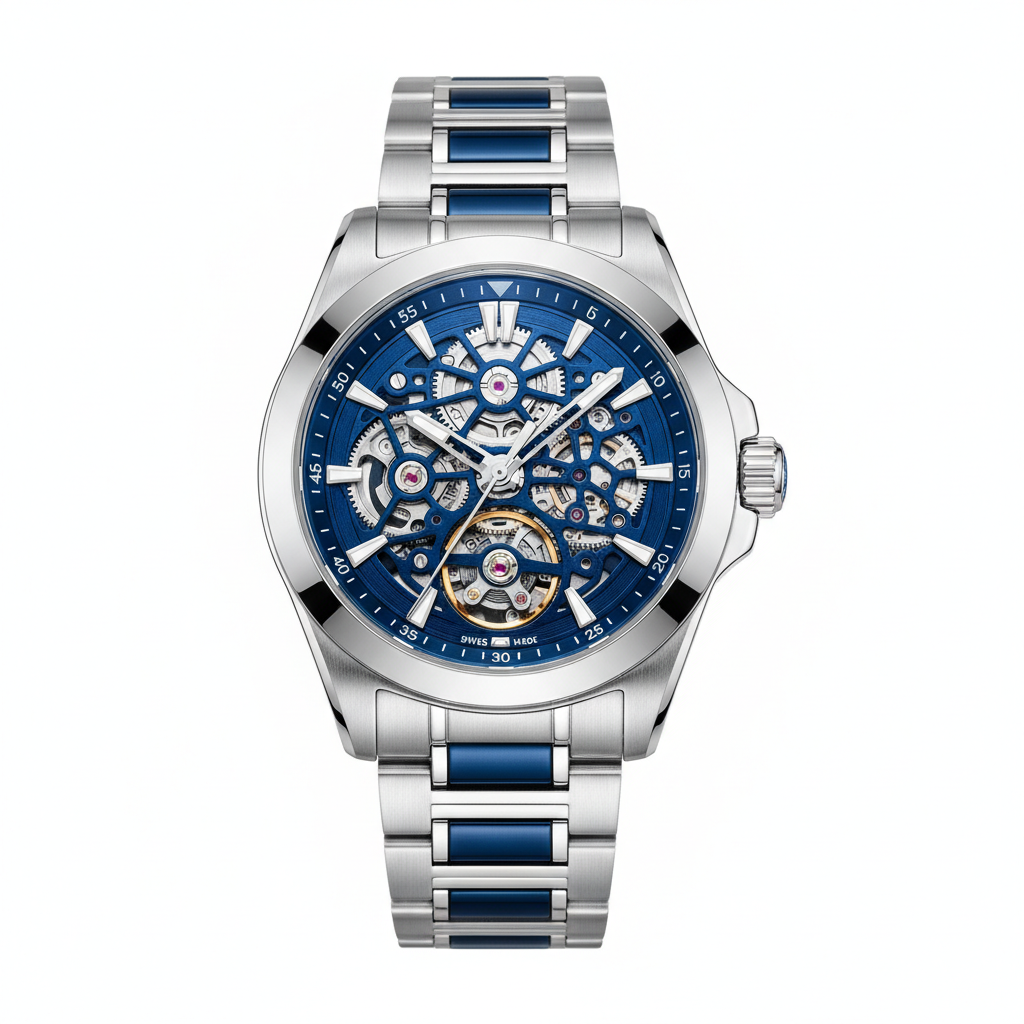 Skeleton Automatic Watch - Blue