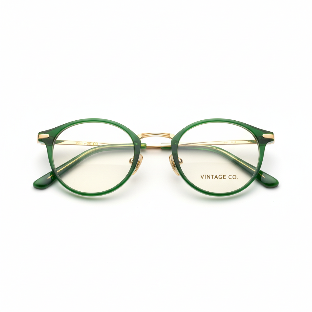 Vintage Round Glasses - Green