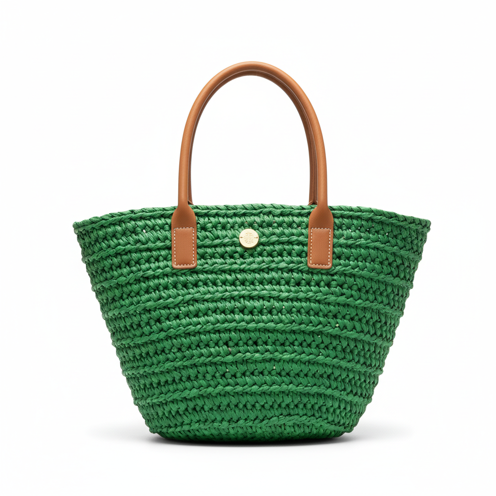 Woven Straw Bag - Green